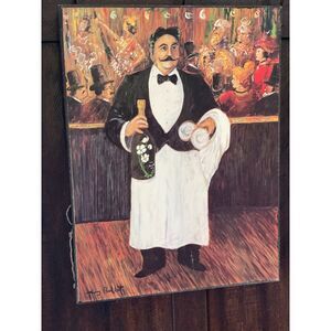 Vintage French Bistro Waiter Wall Art Toulouse Lautrec Style Paris Café Canvas
